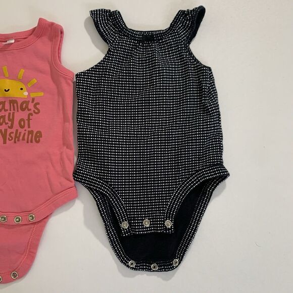 Set of 3 Bodysuits Baby Girl 3 Month Sleeveless Pink Sunshine Rainbow Stripe Dot - Picture 4 of 11